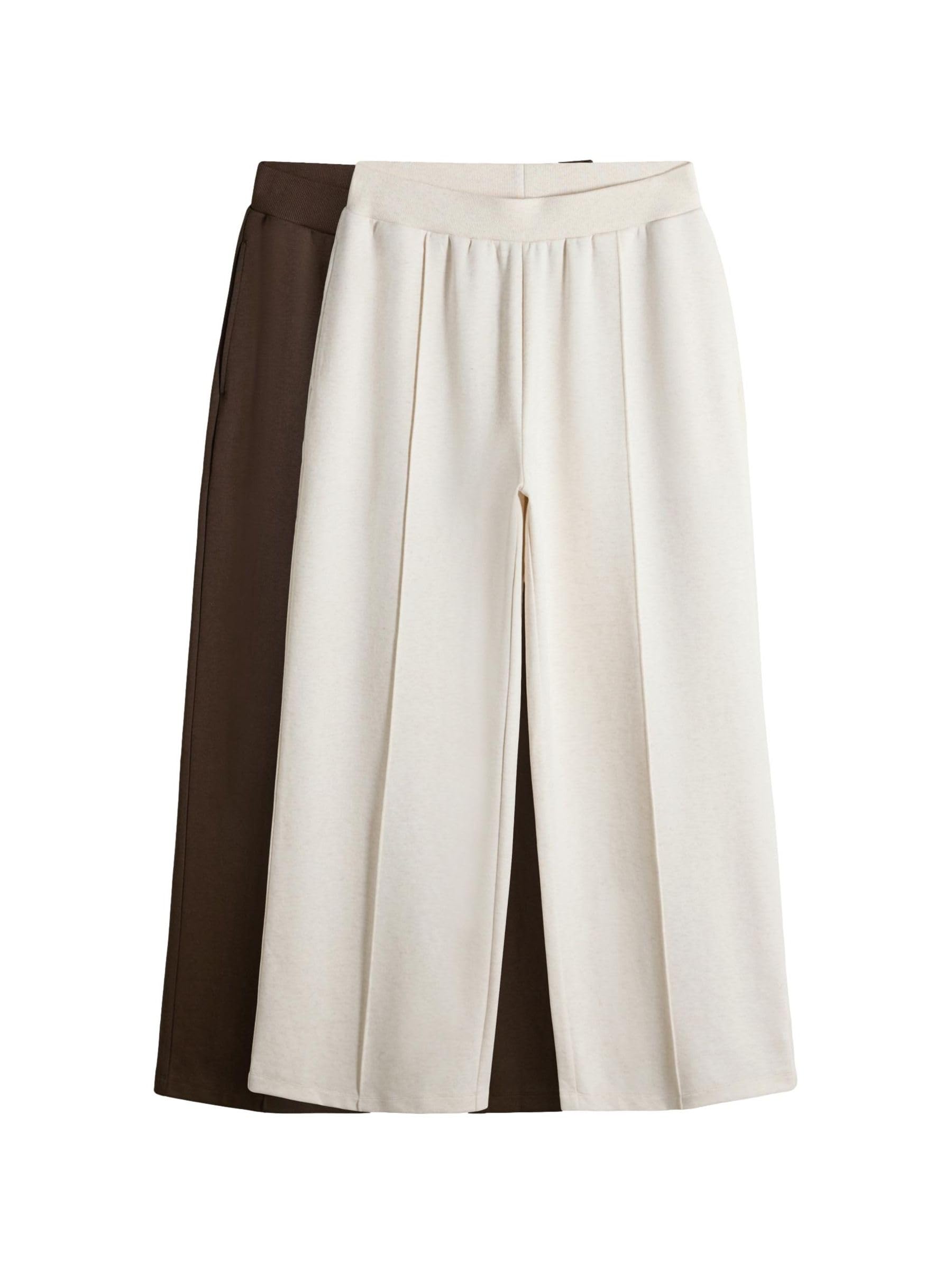 THE SET Donne Confezione da 2 Pantaloni da Jogging a Gamba Larga