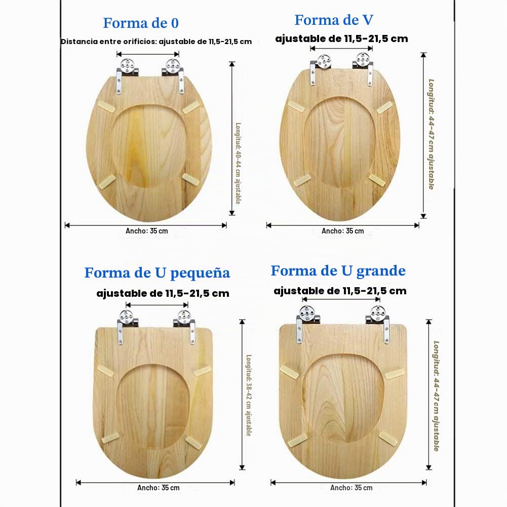 Madera Maciza Universal Asiento De Inodoro Bisagra De Metal Tapa del Inodoro Cierre Lento Y Suave Óxido Y Resistente Al Agua Antibacteriano Y Ecológico Fácil De Instalar,D