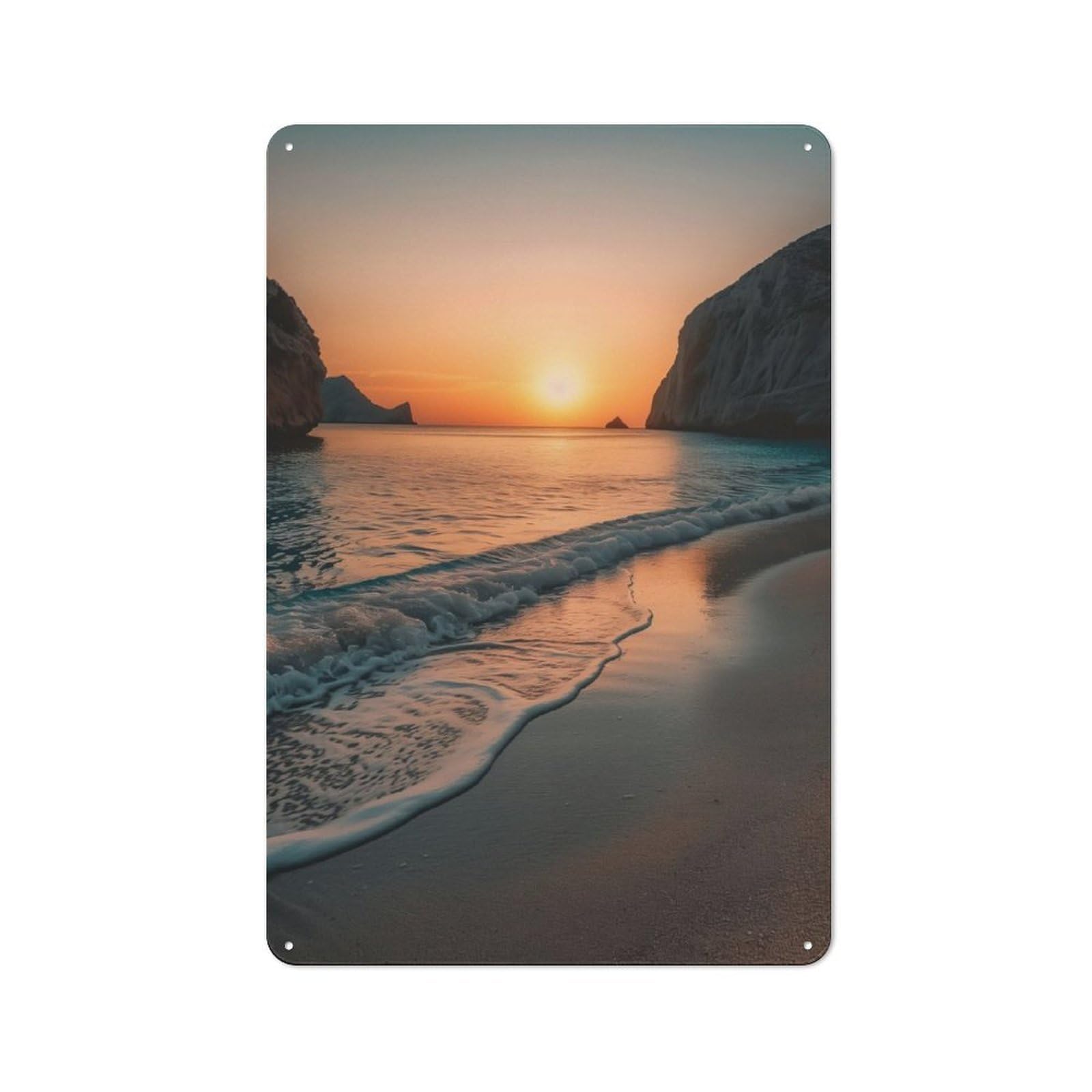 Junmoney Sunset Beach Scene Vintage Tin Wall Plaque 30X20cm For Workshop Wall, A Decorative Christmas Gift For Makers And Diy Enthusiasts