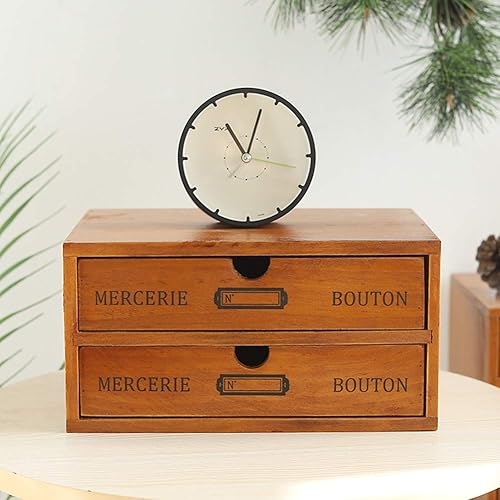 Miniatura 9 de Caja de almacenamiento de madera con cajones, organizador de escritorio portátil de madera para el hogar, oficina, mostrador, decoración de