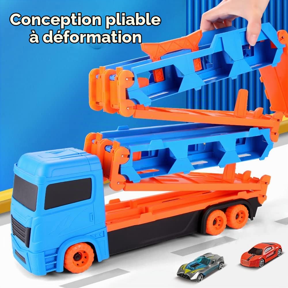 VATOS Camion de Transport, 6 Voitures de Course pour garçons de 3, 4, 5 et 6 Ans, Portable, Meilleur Cadeau pour Les Enfants