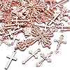 100g Craft Supplies Alloy Rose Gold Jesus Christ Cross Charms Rosary Center Charm Crosses Charms Pendants for Necklace DIY Jewelry Making, Mixed Styles #5