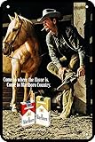 Mepkaidy Marlboro Cigarettes Cowboy Man Ads Poster Retro Metal Tin Vintage Sign 12 X 8 Inch Game Room Man Cave Wall Decor