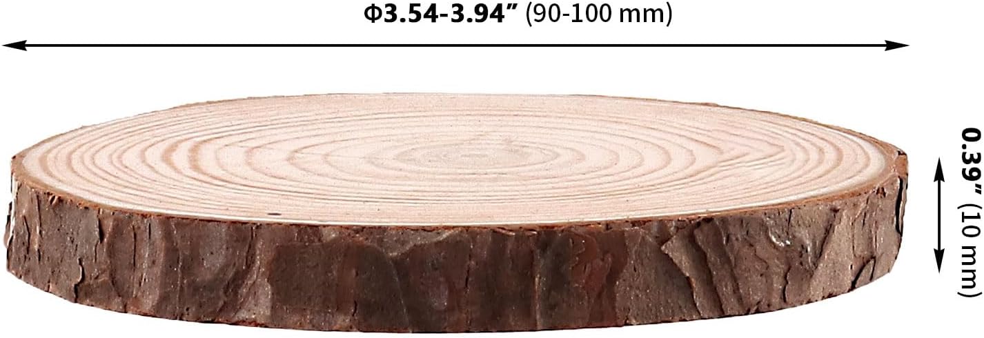 40 PCS 3.5-4 inch Round Wood Slices, Natural Wooden Discs Bulk, Unfinished Pine Wood for Crafts Art Painting Decorations