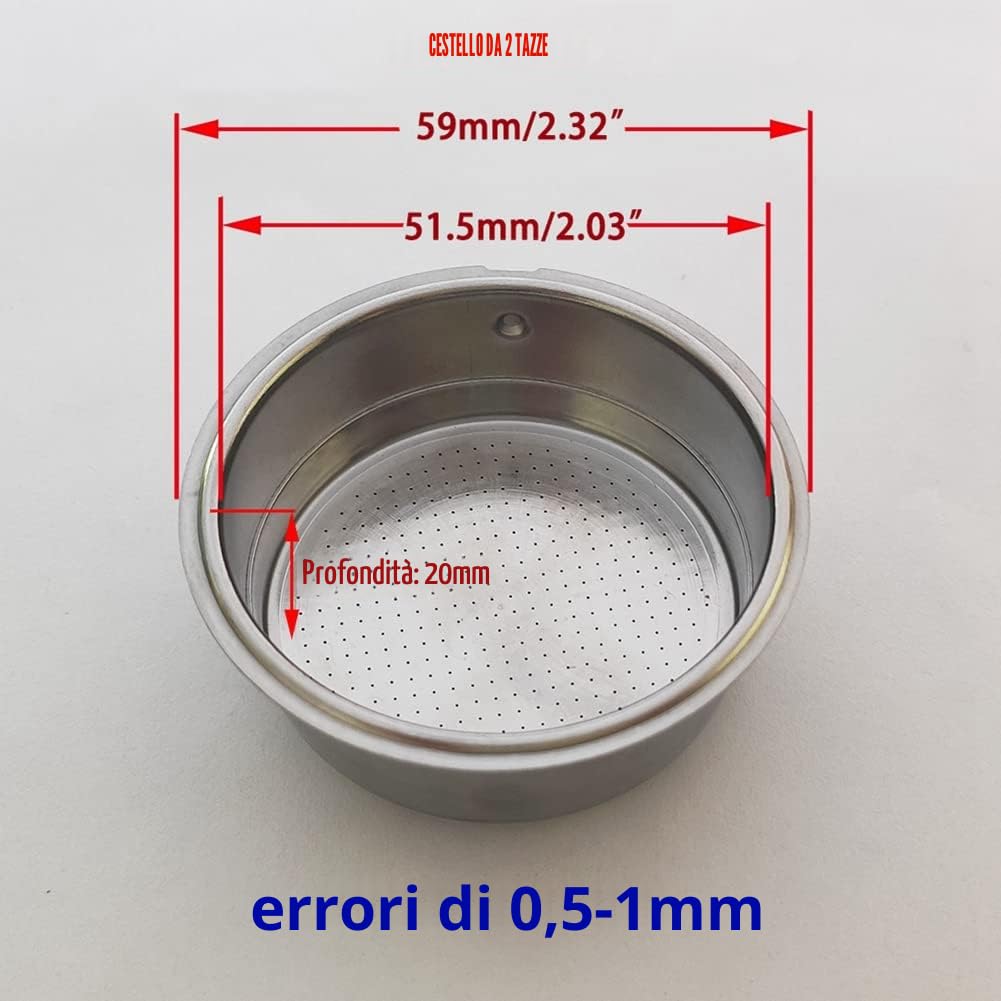 51 Mm Filtro caffè riutilizzabile fondo per supporto Homix 60 Mm 15-20 Bar per parti della macchina espresso