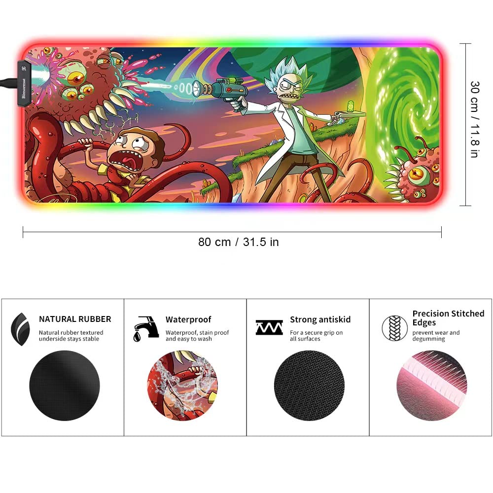 Tappetino Mouse Gaming RGB XXL 800x300 Mm | Bimormat Con 10 Modalità Luce, Base Antiscivolo, Bordi Cuciti E Superficie Impermeabile - 2