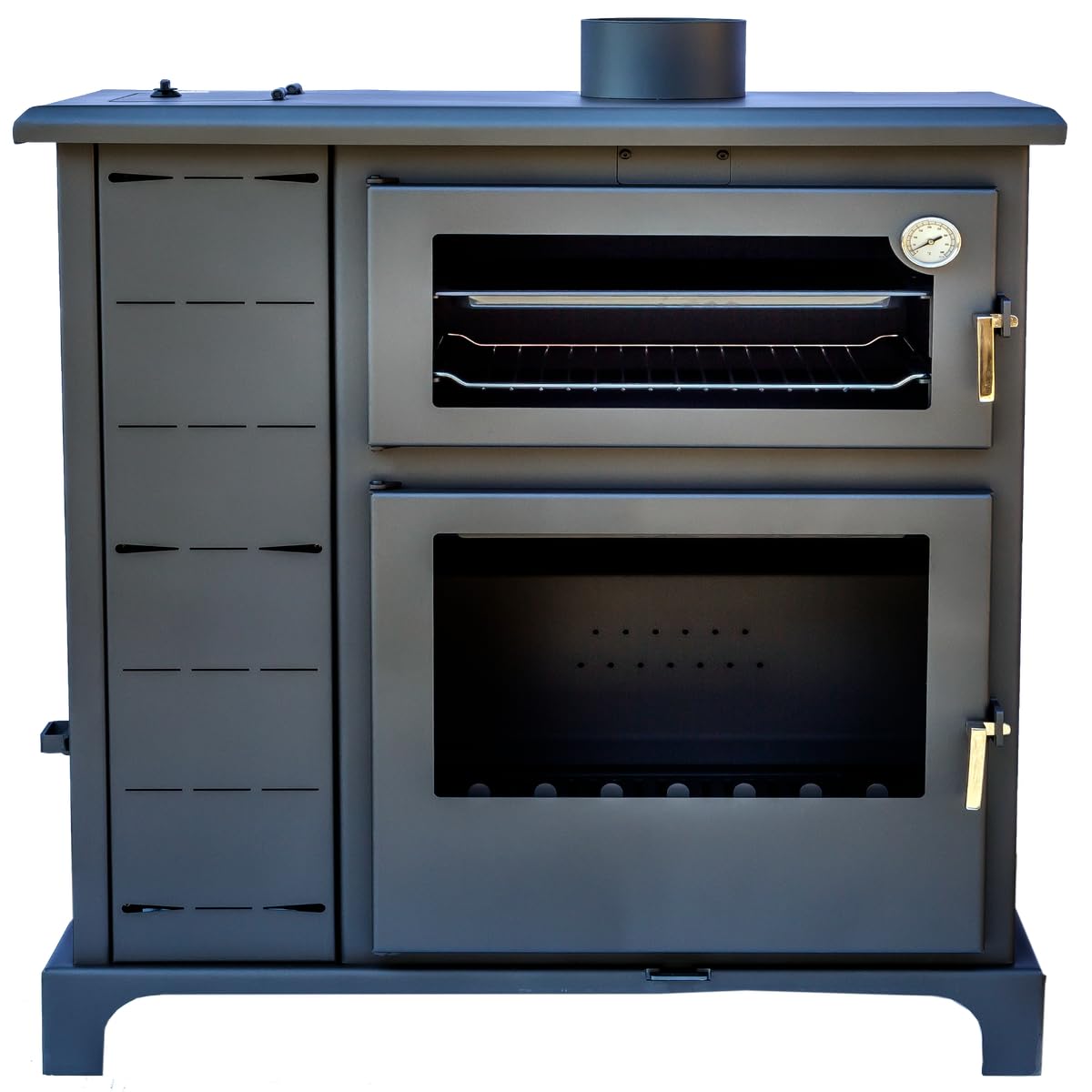 Stufa Policombustibile ECO VALLE con Forno – Funziona con Pellet, Nocciolino, Gusci di Mandorla, Legna – Ecodesign 2022 – Senza Elettricità