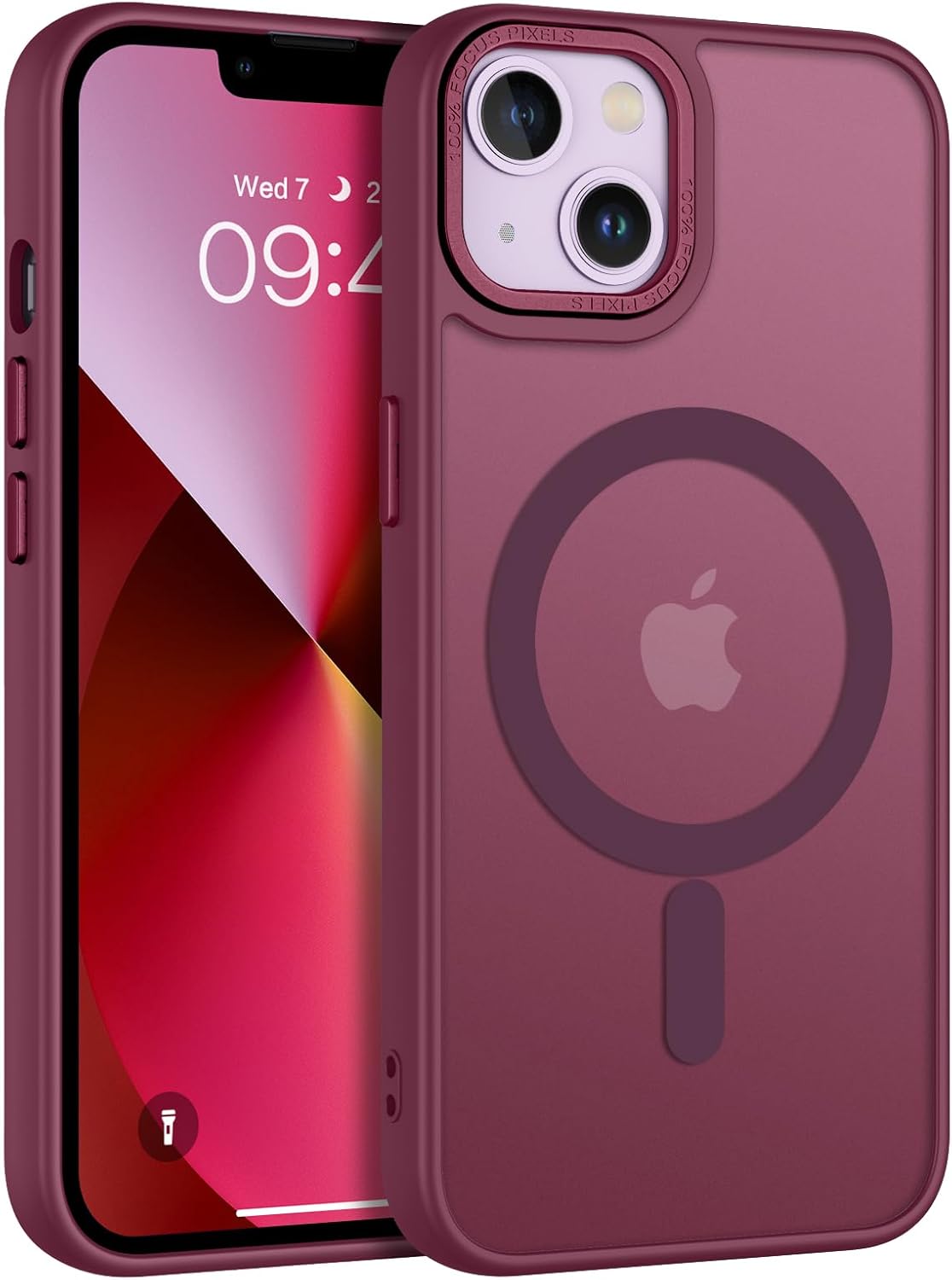 iphone 13 – GaoBao Coque pour iPhone 13/iPhone 14, compatible MagSafe, fine, résistante aux chocs, rétro, résistante, antidérapante, bordeaux