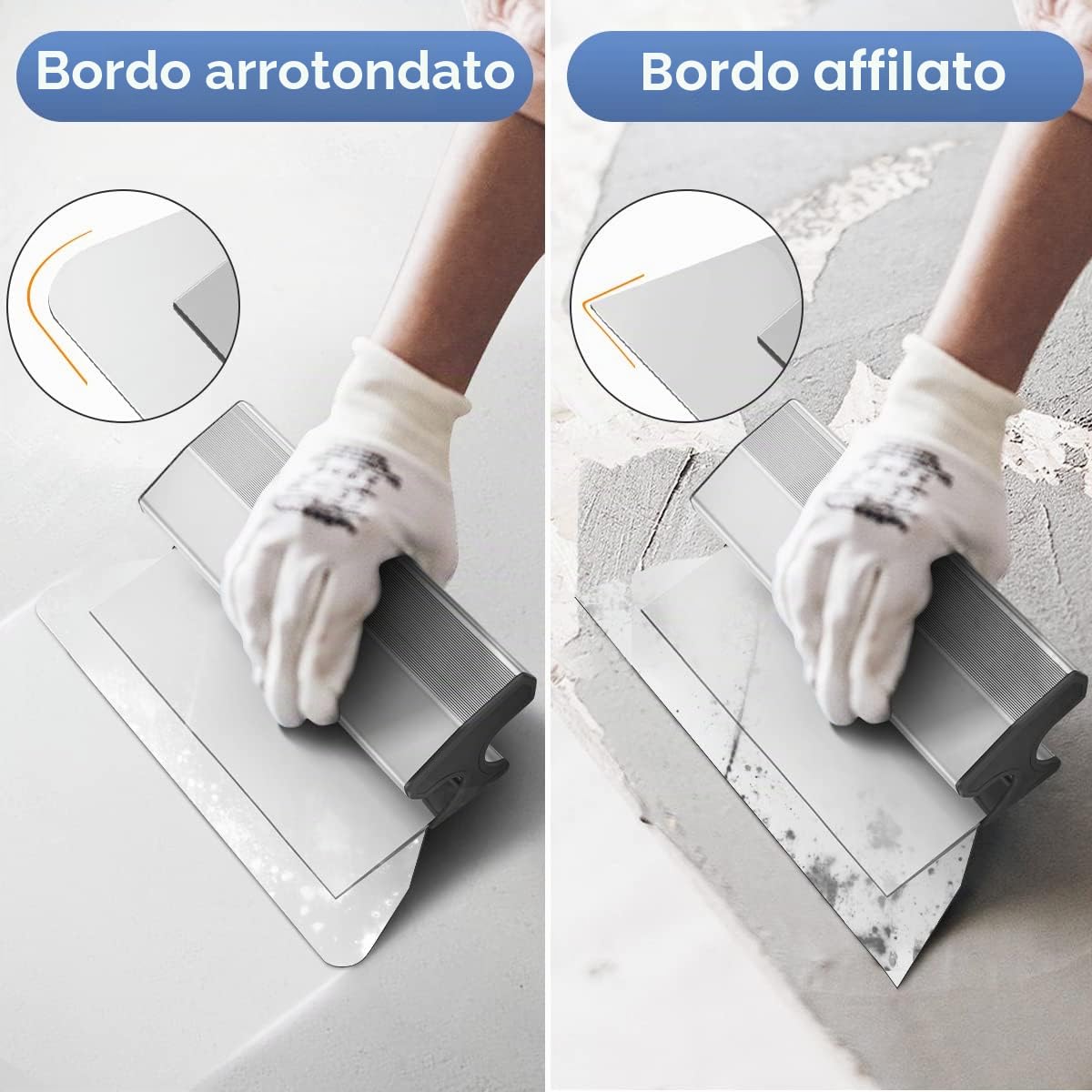 Spatola Stucco Kit con Pale Sostituibili e Maniglia di Estensione | Spatola di Finitura Kit con Maniglia di Estensione,Raschietto Professionale per Cartongesso per il Livellamento del Profilo