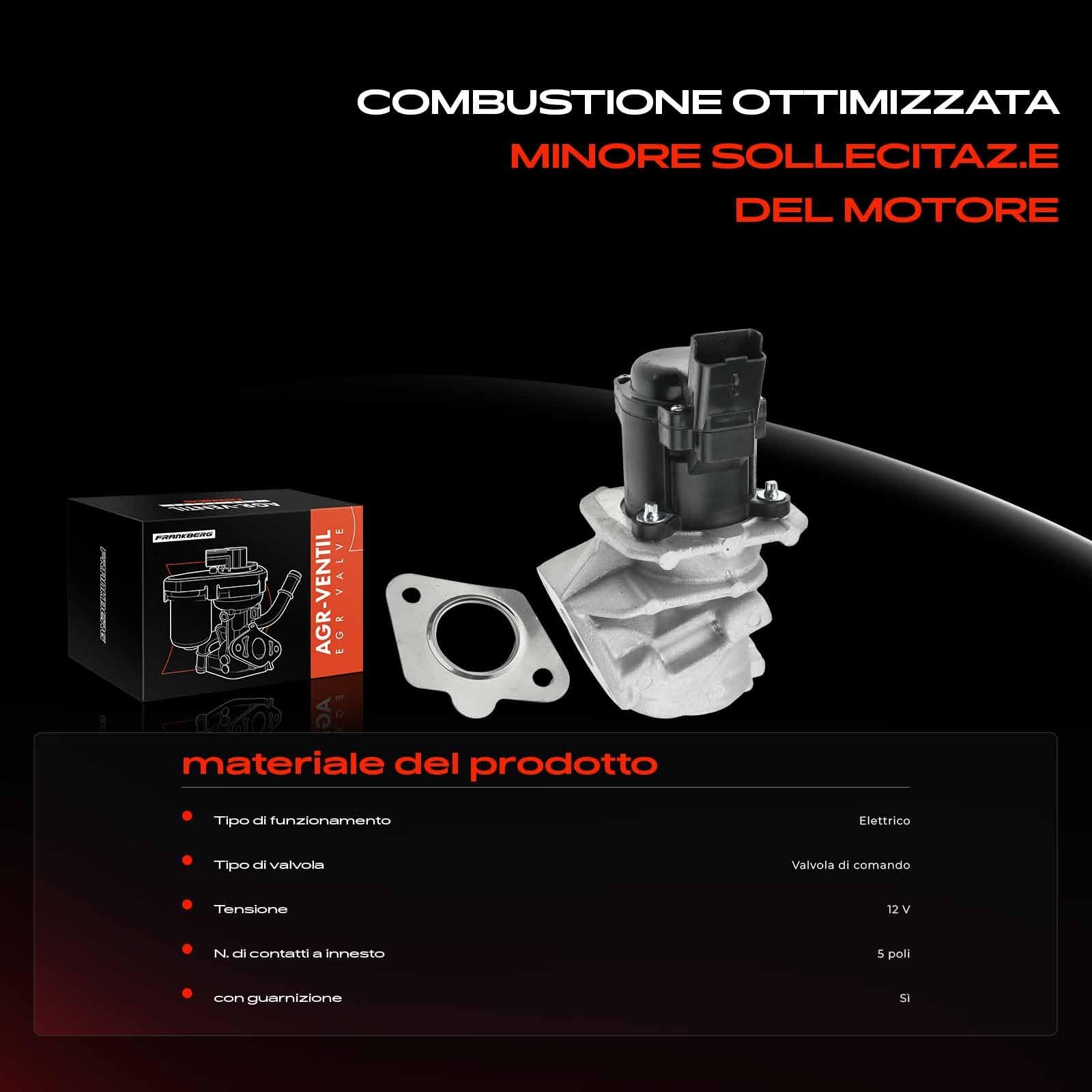 Frankberg Valvola EGR per il ricircolo dei gas di scarico 9672880080 | Compatibile con: Berlingo C2 C3 C4 C5 Jumpy Xsara Picasso Scudo C-Max DM2 Festa Focus II fusione