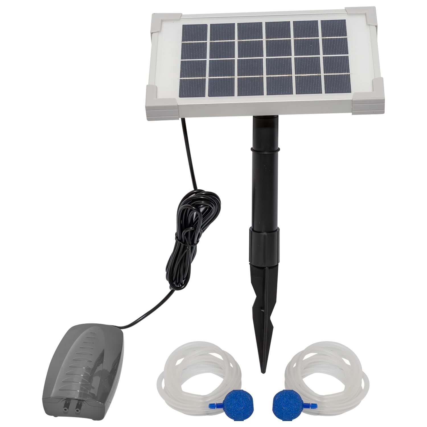 Woodside Solar Oxygenator Air Pump for Pond - 2.5W Aerator 2 Air Stone Oxygen Pump for Garden, Aquarium Fish Tank