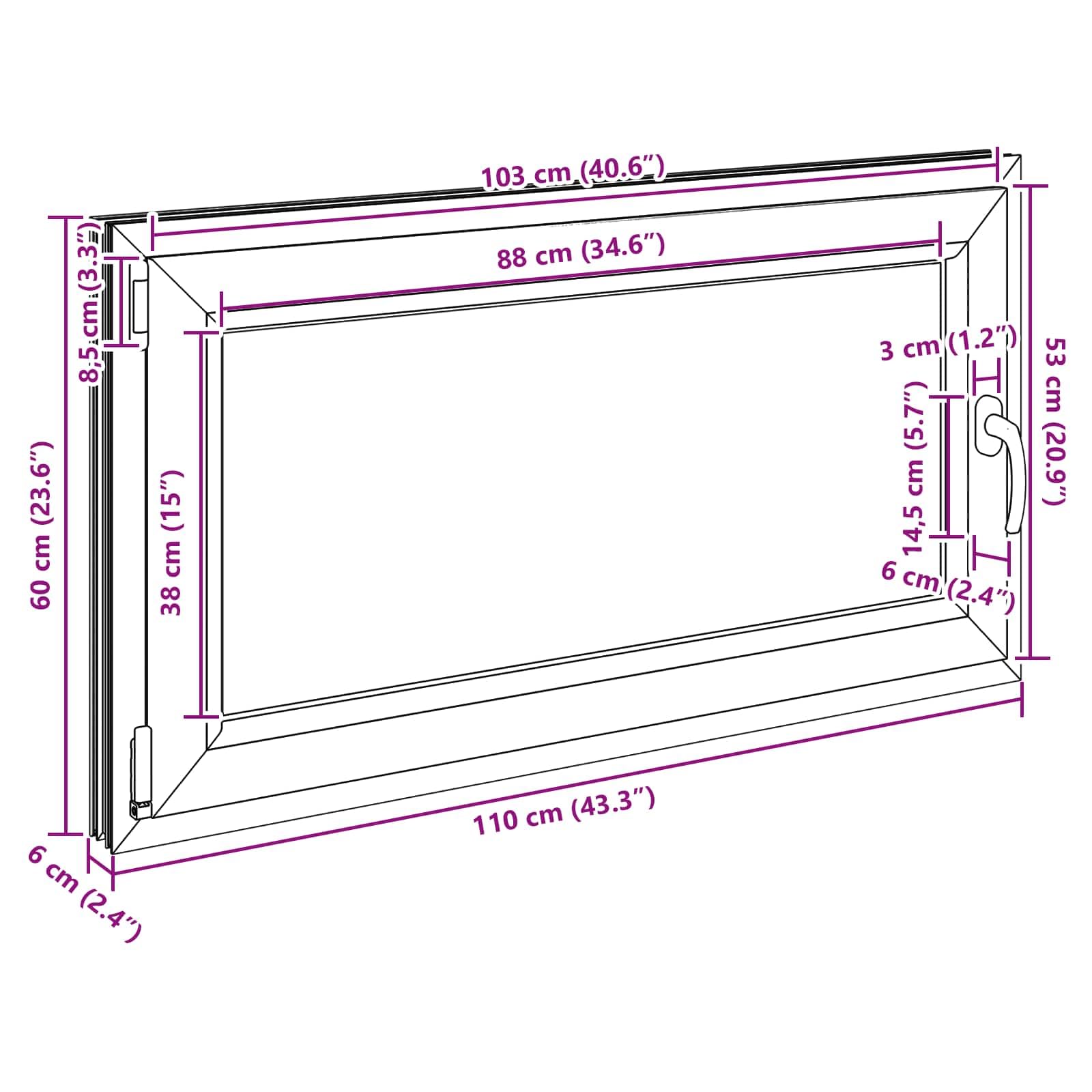 vidaXL Ventana de sótano RISOR 110 x 60 cm PVC y Vidrio Blanco, Sótano, Aislante Térmico Moderno y Duradero para Ventanas Eficientes, Accesorios de Vidrio PVC Aislantes
