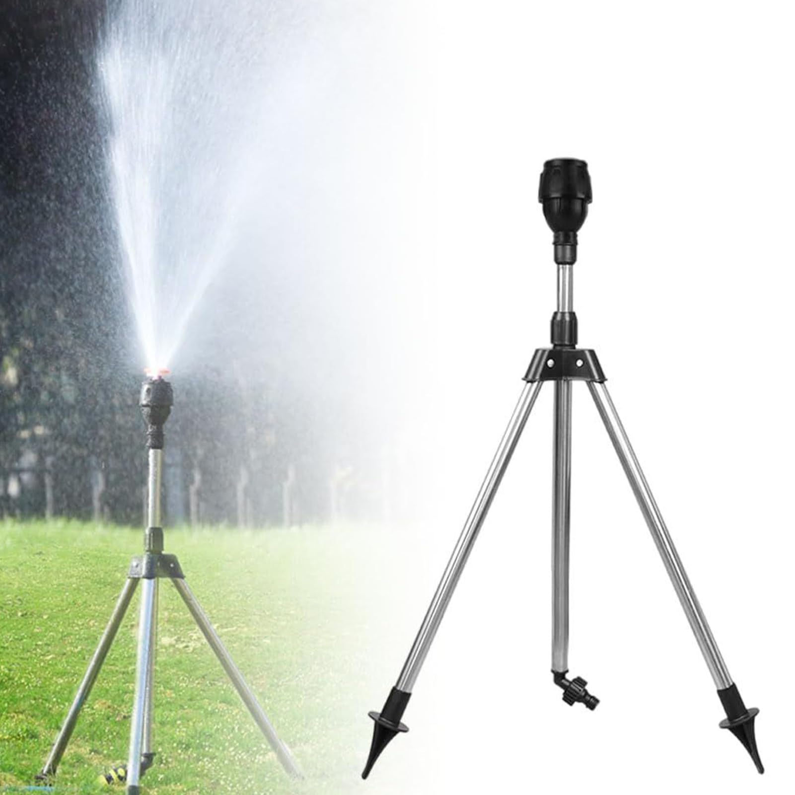 Sprinkler on Tripod, 360 Degree Large Area Irrigation Sprinkler with Adjustable Sprayer, Automatic Watering System for Outdoor Pathway Backyard Garden Farm Use