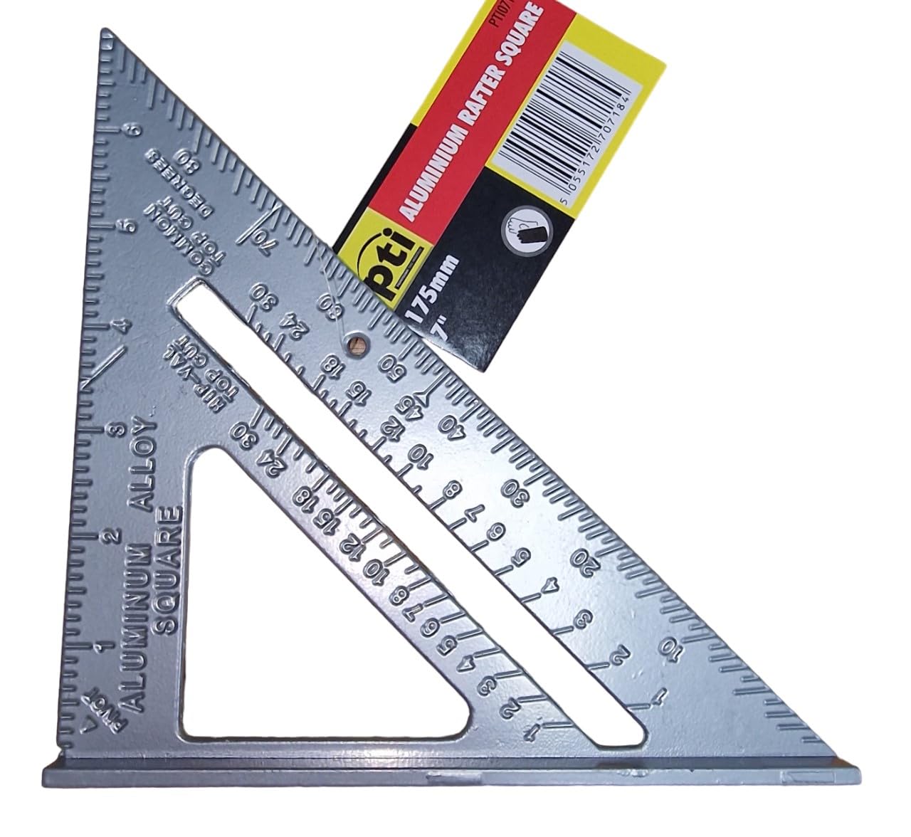 Rafter Square Metric 7 inch, 7" Aluminium Carpenters Roofing Square, Metric Woodwork Square, Triangle Ruler Protractor Anodised Aluminium