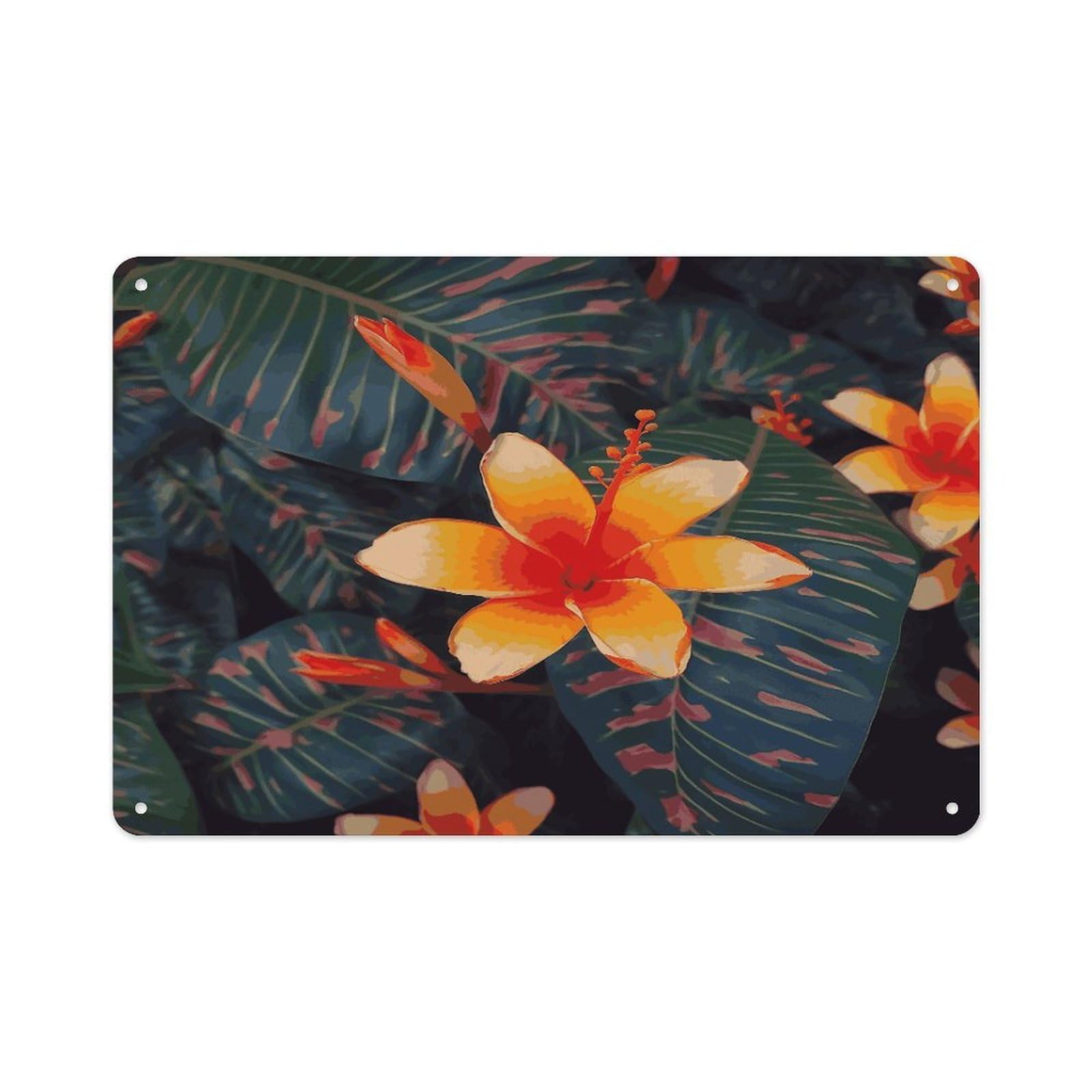 Btcowzrv Style Hawaii Tropical Flower Metal Sign 7.9 X 11.8 Inch, Aluminum Sign Wall Art Decor Easy To Install, Decorative Plaque For Home Bar Kitchen Pub Shop Garage