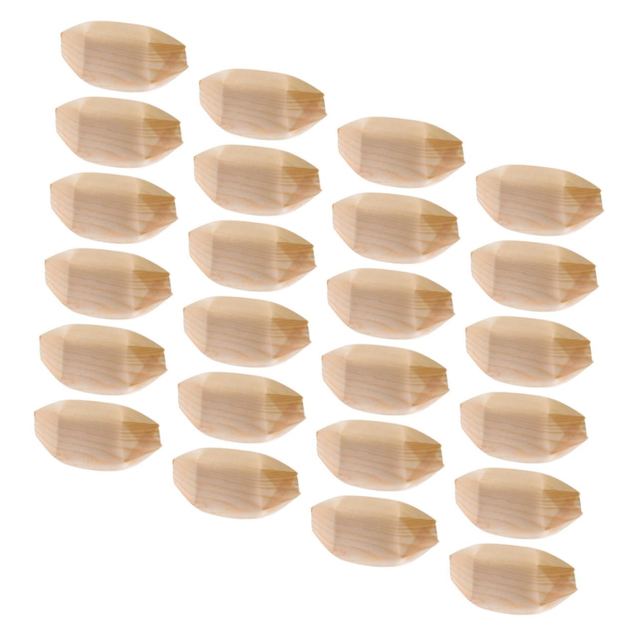 Bandejas de madera desechables para aperitivos y catering de sushi en fiestas, 100 uds