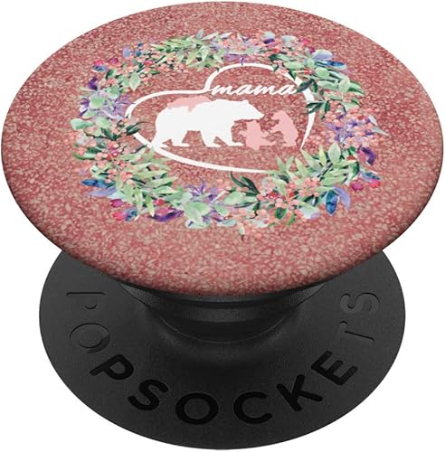 Mama Bear Pop Socket 3 Cubs Rose Gold Mothers Day Gifts Mom - PopSockets Grip and Stand for Phones and Tablets