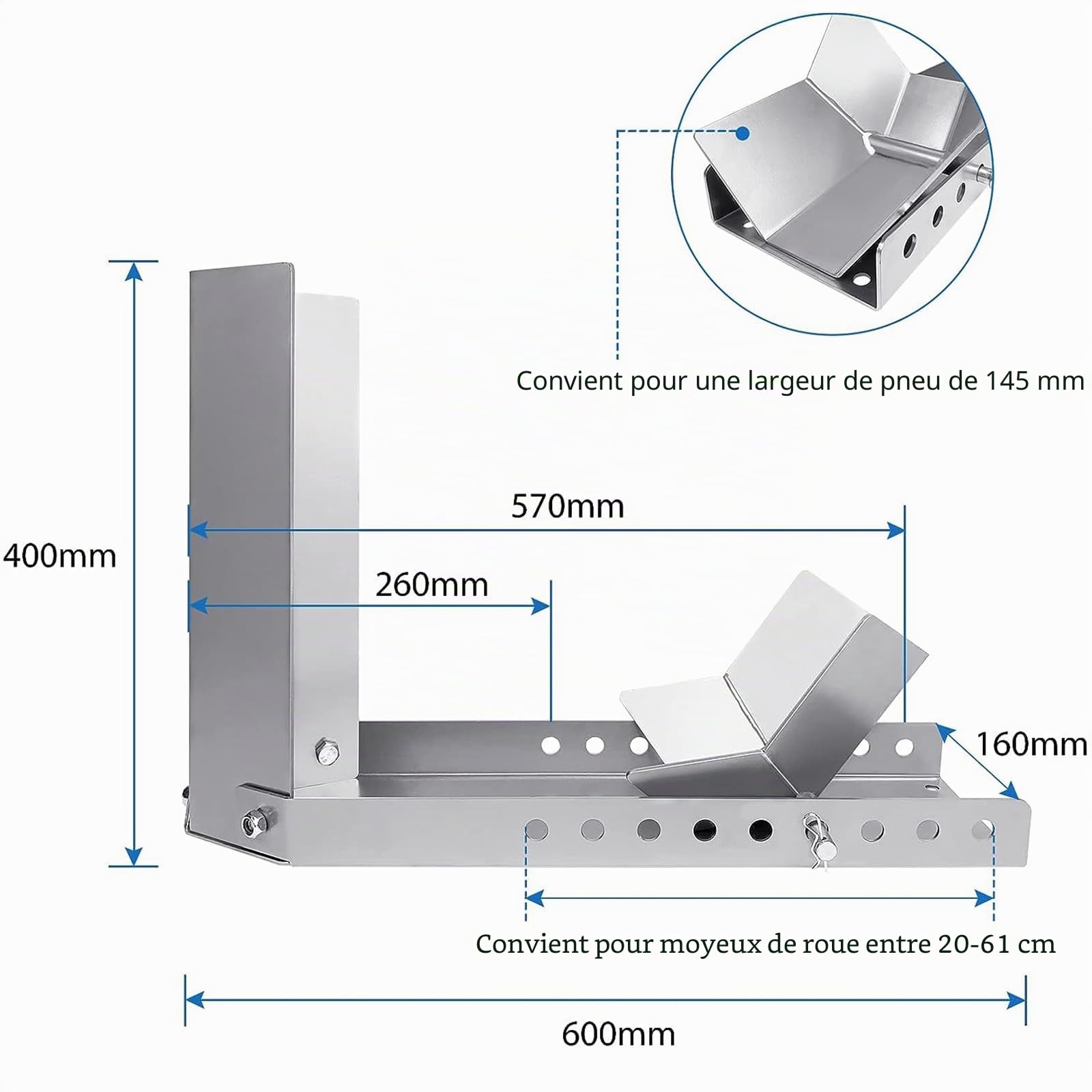 YUENFONG 1x Rail D'aide Au Chargement Moto Bascule Support De Moto Pince De Roue Avant Pour Remorque Support De Transport De Roue Avant