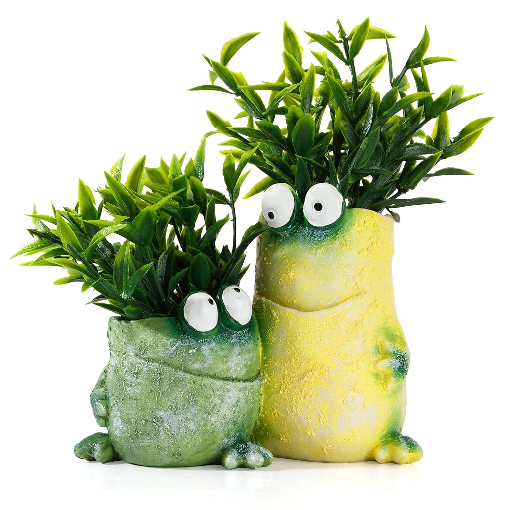 ORTIZA® Cute Frog Planter Ceramic Flower Pot and Pen Holder for Decor-picture-22