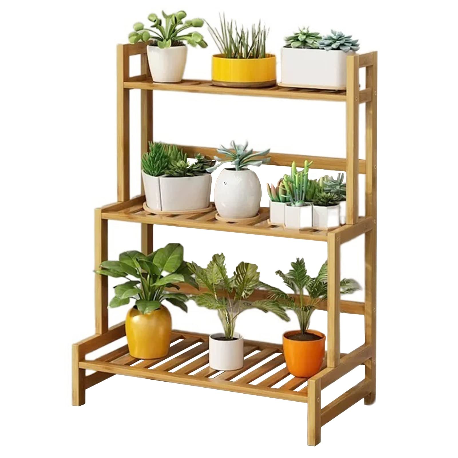 SnamicE Plant standBamboo Plant Stand Indoor Outdoor Tiered Plant Shelves Flower Shelf Tall Large Flower Pot Stand Flower Pot Holder Display Stand Corner Ladder Planter,