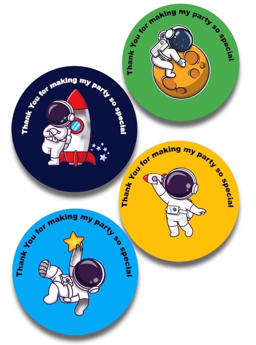Le Delite Paper Space Astronaut Rocket Theme Thank You Party Stickers, 40 Count, 2 Inches, Round, 4 Unique Design | Thank You for Coming to My Party Stickers Hangings (B0CG9RFNM2) Amazon Price History, Amazon Price Tracker