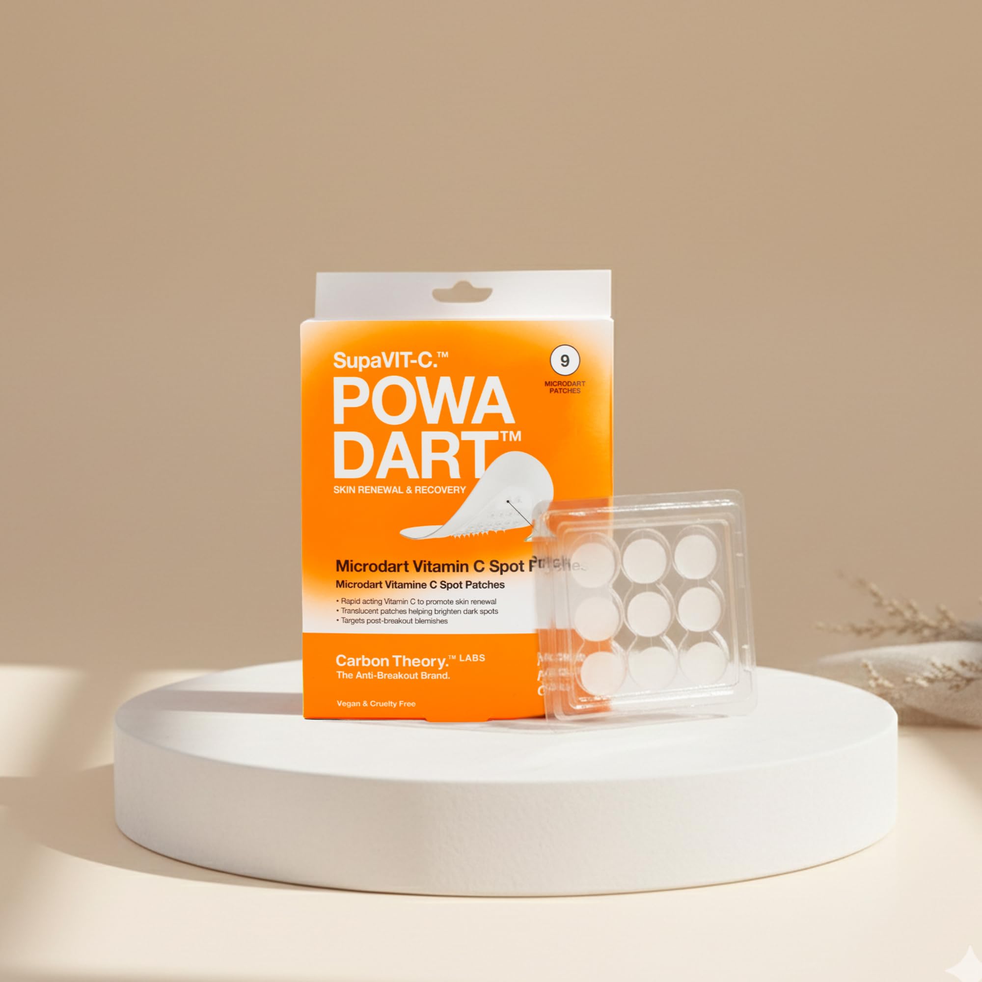 Carbon Theory POWA Vitamin C Microdart Spot Patches 9 Pack | Microdart Technology for Deeper More Targeted Treatment. Helps Reduce Post Breakout Hyperpigmentation with Vitamin C.