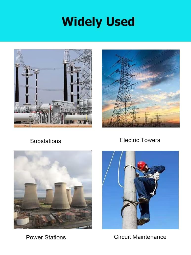Puesta a tierra de alta tensión, 0.5/1M Alto Voltaje 10 KV con Mango Antideslizante, 25 Alambre de Cobre Blando Transparente Cuadrado for Subestaciones(Yellow,0.5m)