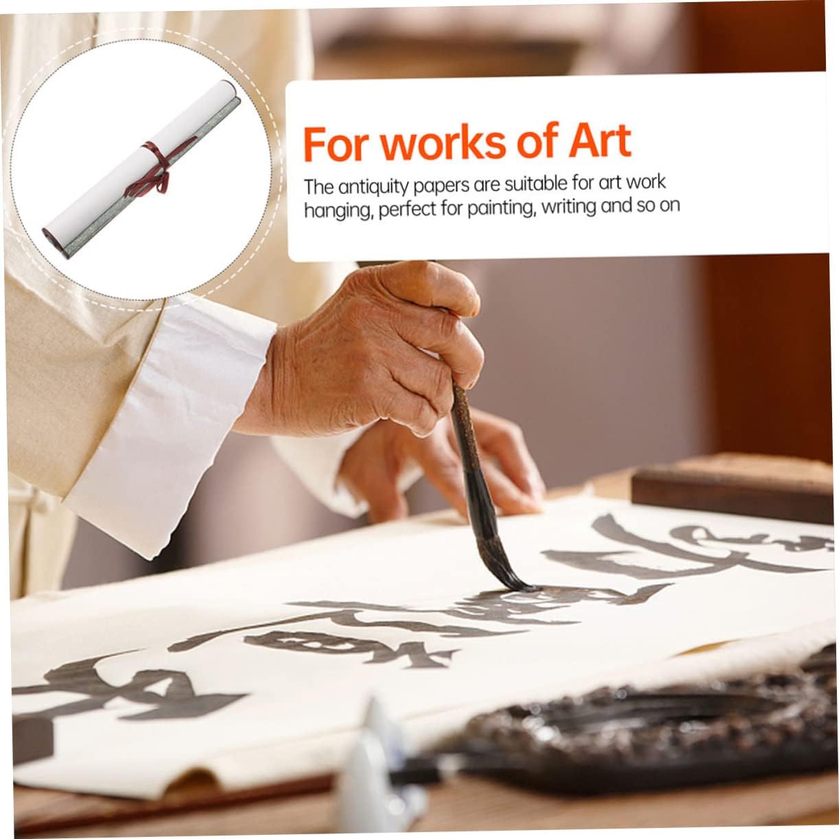 HAPINARY 2pcs Blank Chinese Calligraphy Scroll Paper Durable Rice Paper for Painting and Writing for Calligraphy Art and Decorative Wall