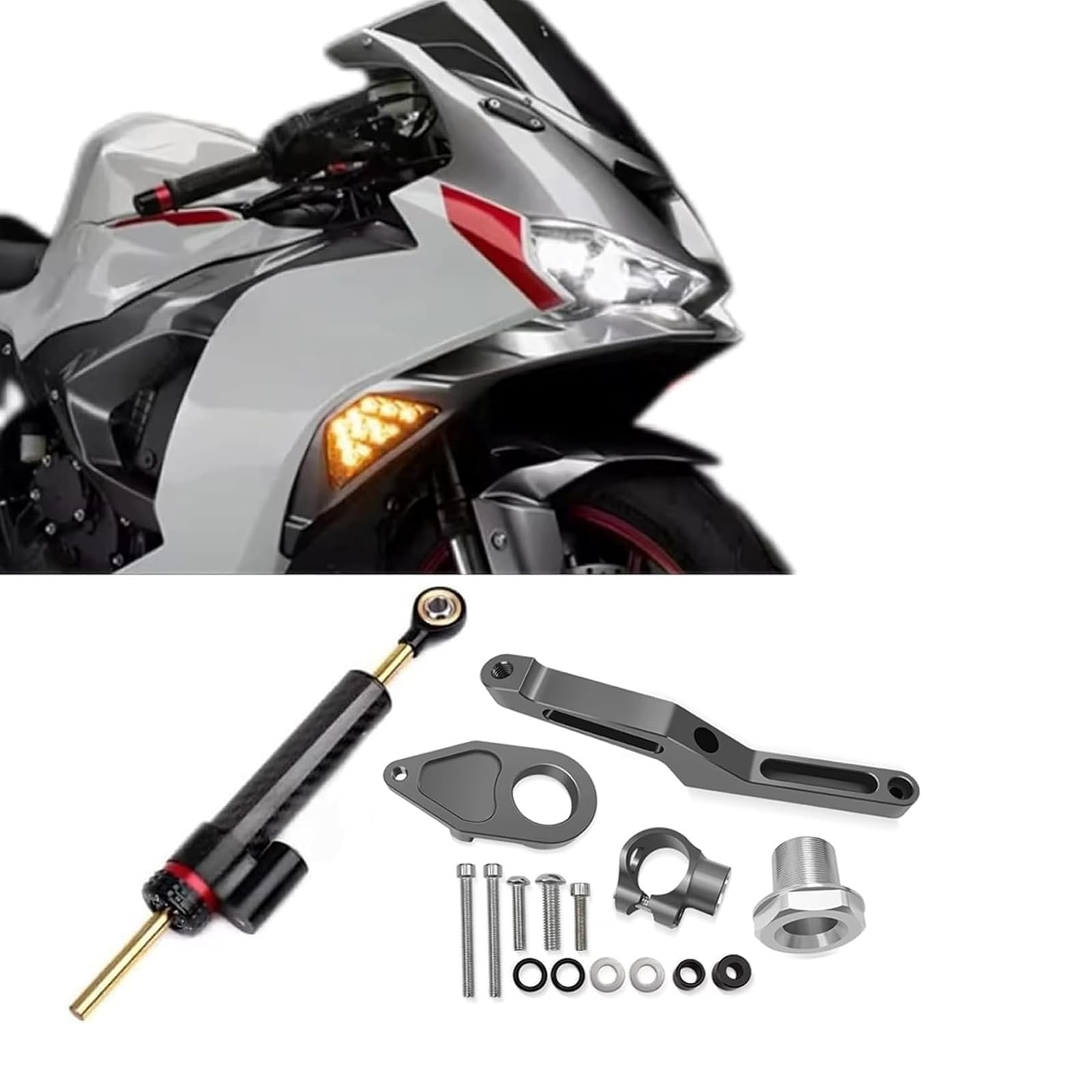 Accessoires de moto pour Ninja ZX-6R ZX636 ZX6R Ninja zx6r zx636 2026 2025 2024 2023 2022-2013 - Accessoires de moto - Amortisseur de direction - Stabilisateur de direction - Kit titane