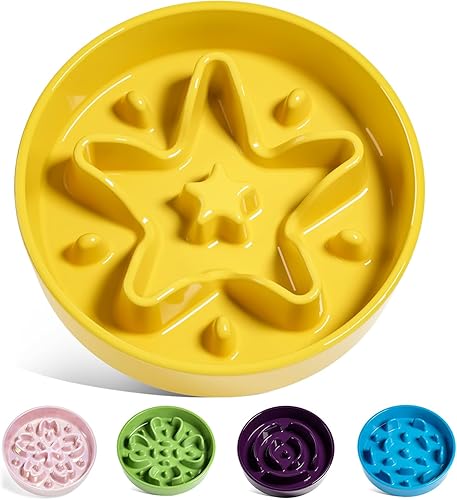 Vista 8 de LE TAUCI Tazones de cerámica para perros de alimentación lenta, 3 tazas de alimentación lenta, tazón para perros de raza mediana y grande, cuenco