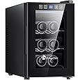 Schmécké 10 Bottle Thermoelectric Wine Cooler/Chiller - Stainless Steel - Counter Top Red & White Wine Cellar w/Digital Temperature, Freestanding Refrigerator Smoked Glass Door Quiet Operation Fridge
