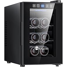 Schmécké 10 Bottle Thermoelectric Wine Cooler/Chiller - Stainless Steel - Counter Top Red & White Wine Cellar w/Digital Temperature, Freestanding Refrigerator Smoked Glass Door Quiet Operation Fridge