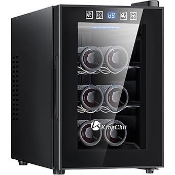 Schmécké 10 Bottle Thermoelectric Wine Cooler/Chiller - Stainless Steel - Counter Top Red & White Wine Cellar w/Digital Temperature, Freestanding Refrigerator Smoked Glass Door Quiet Operation Fridge