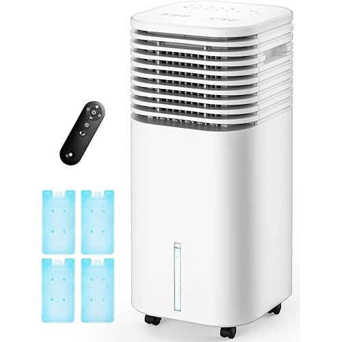 4-IN-1 Portable Air Conditioners, Evaporative Air Cooler w/4 Modes & 3 Speeds, 15H Timer for Smart Auto-off, 2-Gal Tank for 20H Cooling,17FT Remote,No Hose Needed,120°Oscillating Swamp Cooler