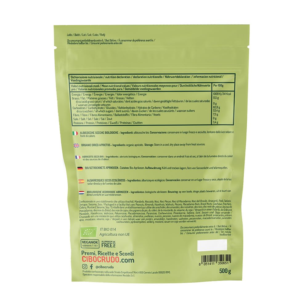 Abricots Secs Bio - 500g. Abricot Sec sans Additifs non Sulfurés et non Sucrés. Riches En Potassium Et Fibres.