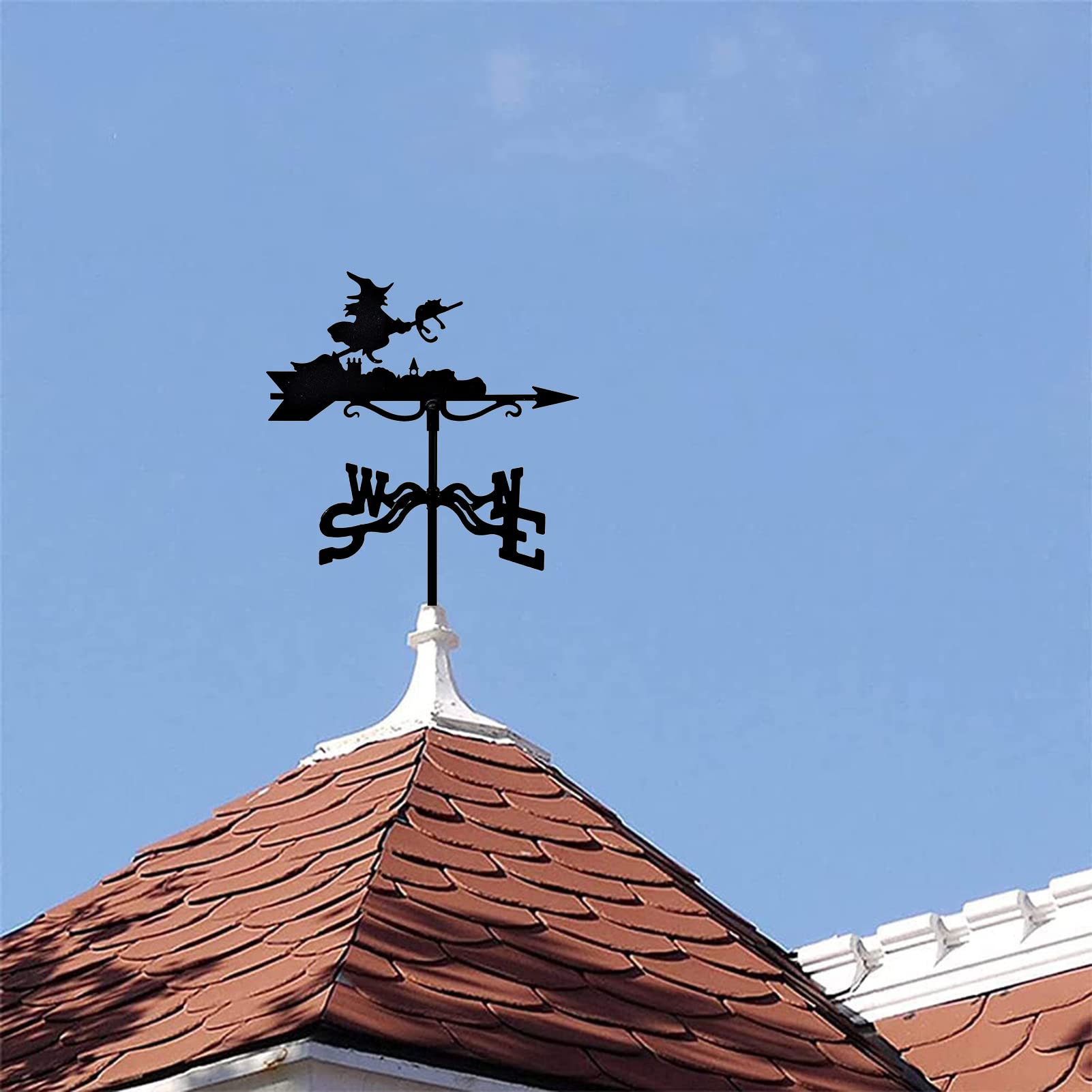 thumbnail: Heks Windwijzer - Roestvrij Stalen Dakdecoratie, Zwart, 37 X 60 Cm, Voor Tuin, Boerderij Of Tuinhuis