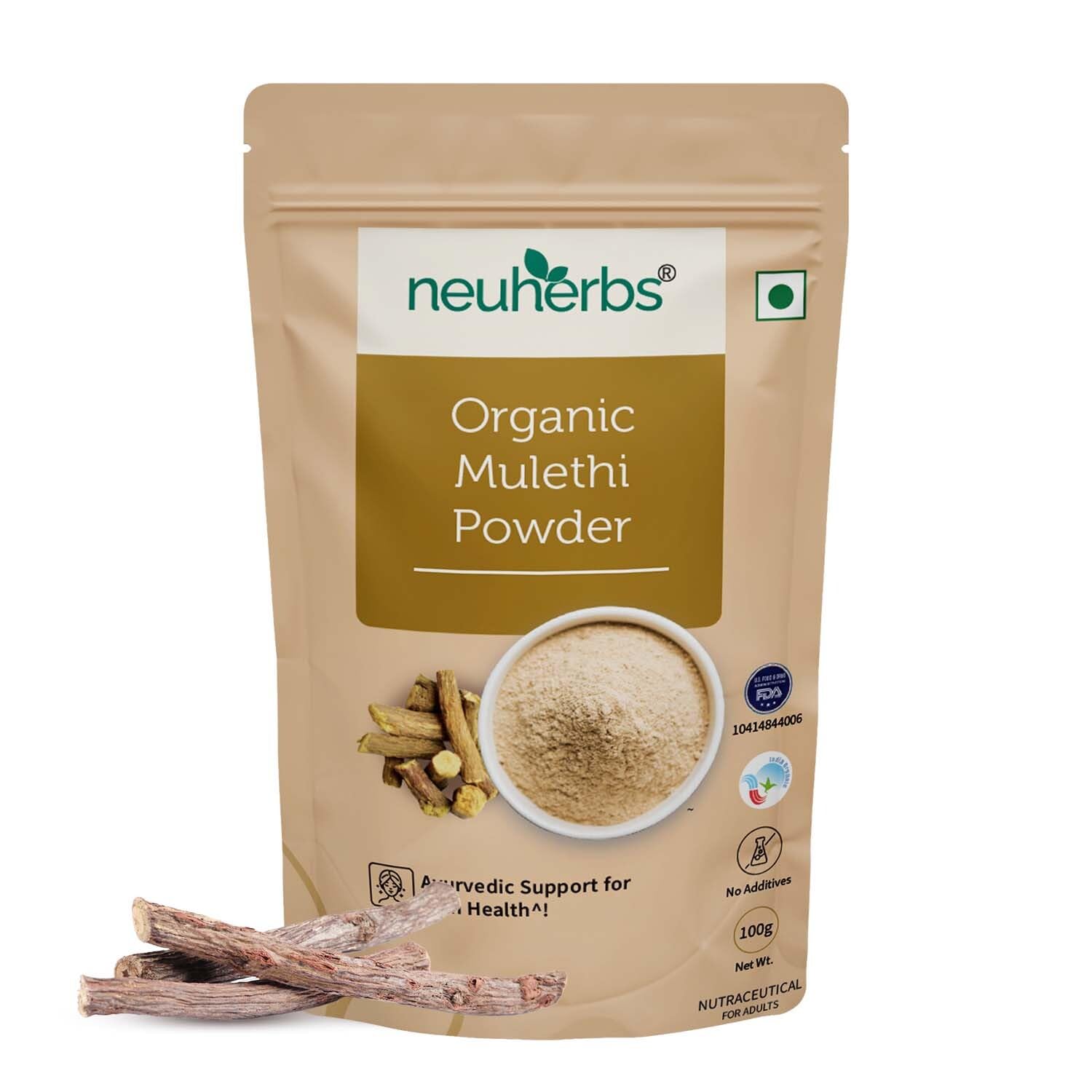 Neuherbs Organic Mulethi Powder | Ayurvedic Support for Skin Health | Herbal Supplement | Liquorice | Best For Skin Care | Certified Organic - 100g (B0BF9Q1PXJ) Amazon Price History, Amazon Price Tracker