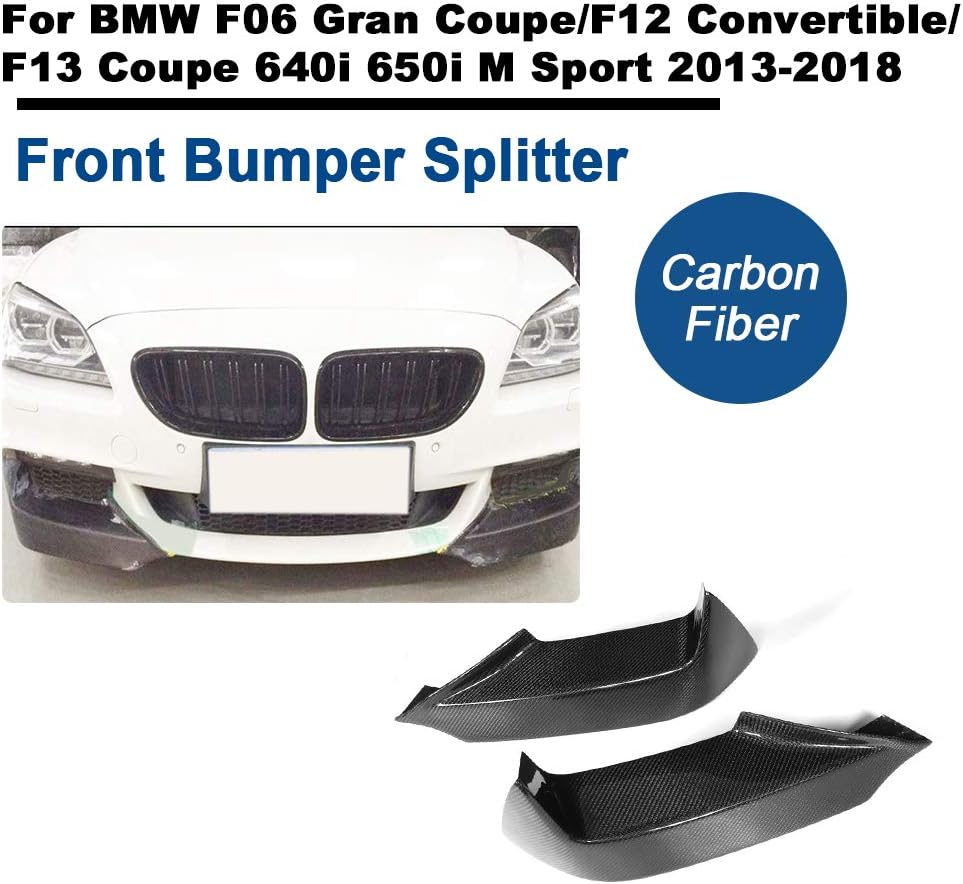 TGFOF Fits F06 Gran Coupe/F12 Convertible/F13 Coupe 640i 650i M Sport 2013-2018 Carbon Fiber Front Bumper Splitter Chin Spoiler Corner Extension Apron Flaps
