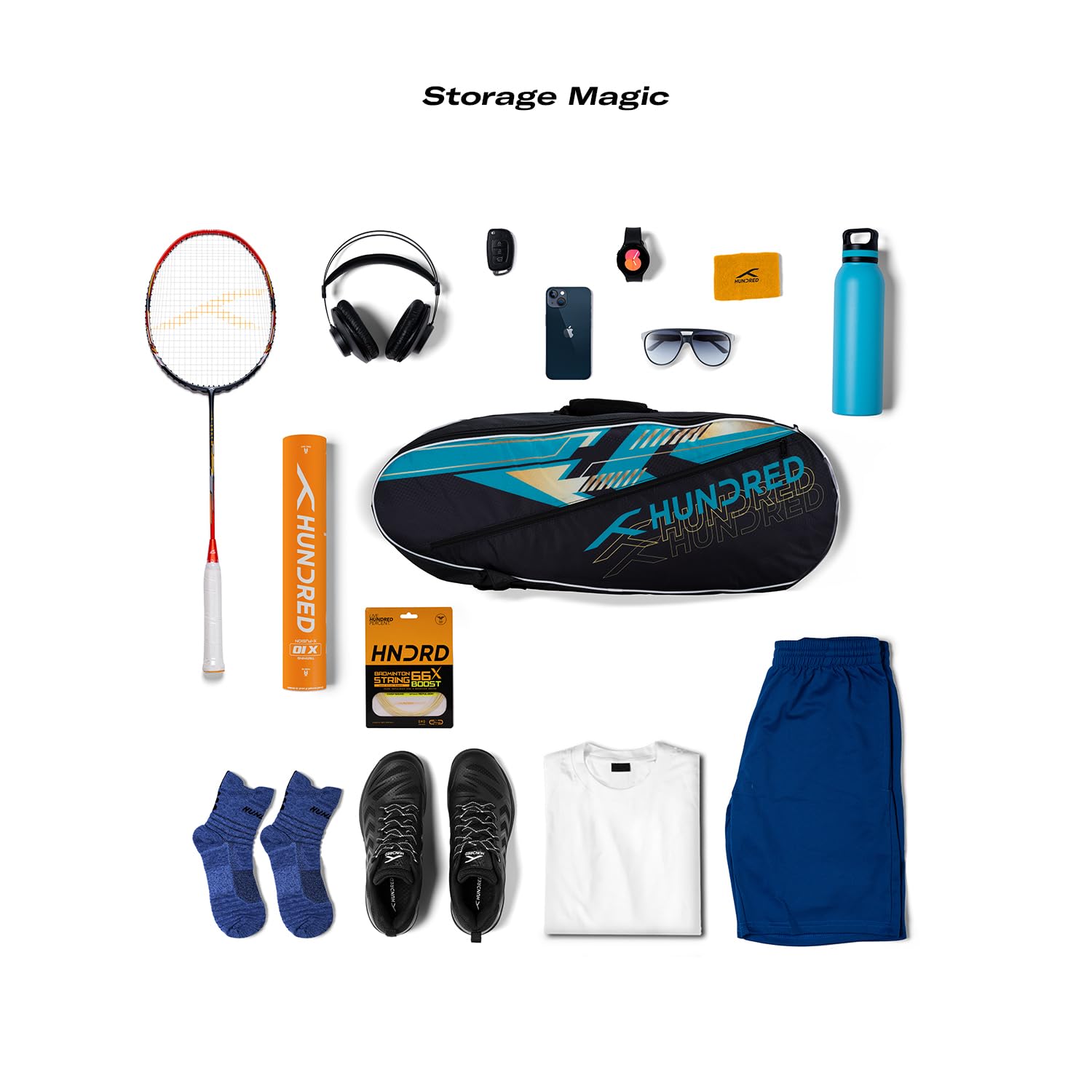 Borsa HUNDRED Per Racchette Da Badminton E Tennis - Multi Scomparti Con Spallacci Imbottiti - Foto 4