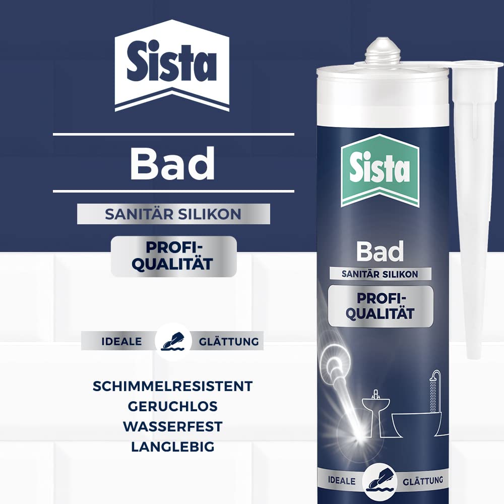 Sista Bad Profi-Qualität Sanitär Silikon, schimmelresistentes Sanitärsilikon für das Bad, wasserfestes Silikon für viele Materialien*, geruchsneutrale & langlebige Dichtmasse, 12x280ml, manhattan