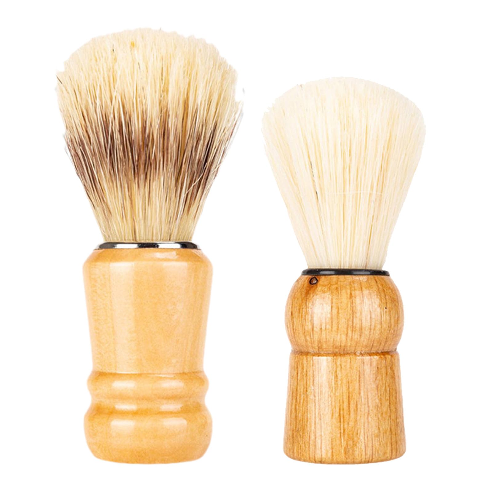 Amosfun 2pcs Wood Handle Shaving Brush Set for Men, Boar Bristle Beard Brush with Salon Foam Lathering, Shave Cream Applicator for Wet Shaving and Grooming