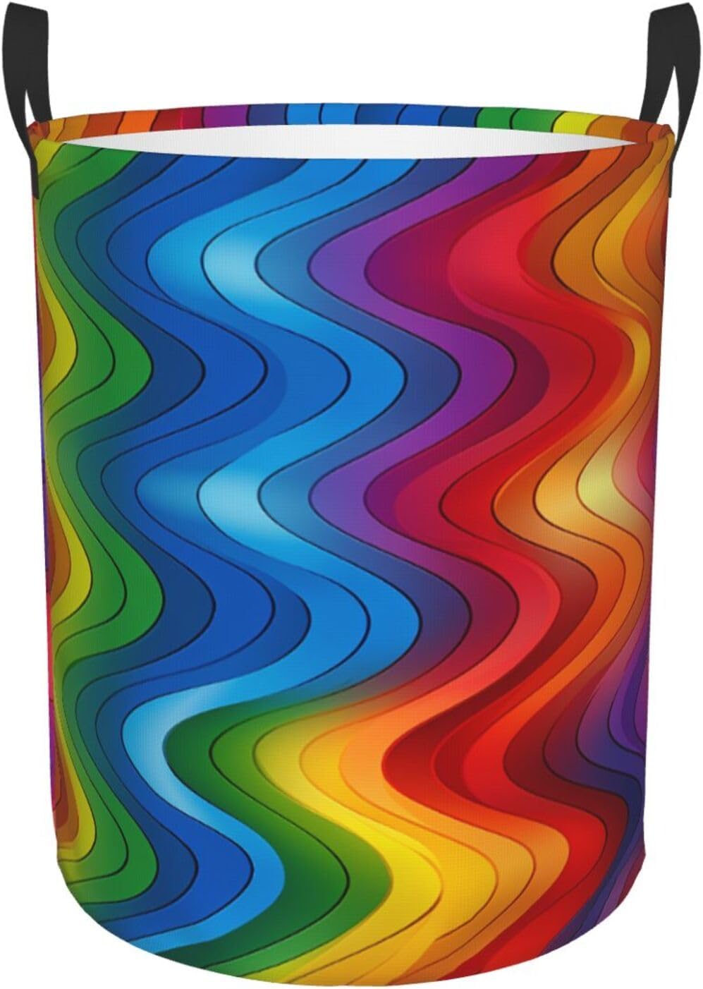 Rainbow Laundry Basket With Handles, Foldable Laundry Hamper Oxford Cloth Dirty Clothes Basket Waterproof Clothes Toys Storage Bin Organizer for Bedroom Bathroom Dorm