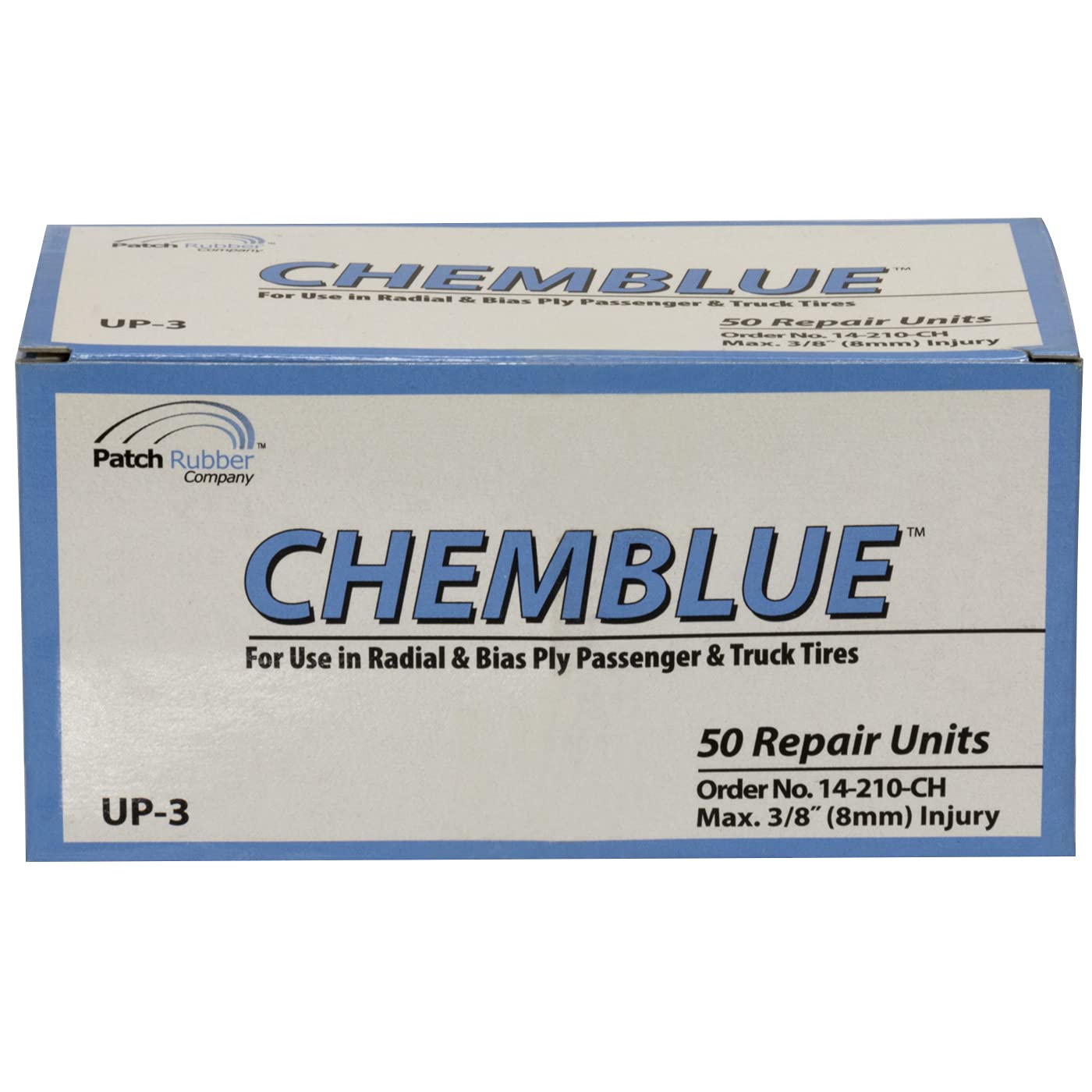 CHEMBLUE Universal 3 Tire Repair Unit, Tire Repair Patch for Passenger, Truck, SUV, Truck, Bias, Radial, Tubeless or Tube-Type Tire Puncture Injuries, 14210CH (2-5⁄8), (Box of 50)