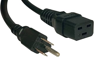 Tripp Lite Heavy-Duty Power Cord, 15A, 14AWG (IEC-320-C19 to NEMA 5-15P) 10-ft.(P034-010) Black