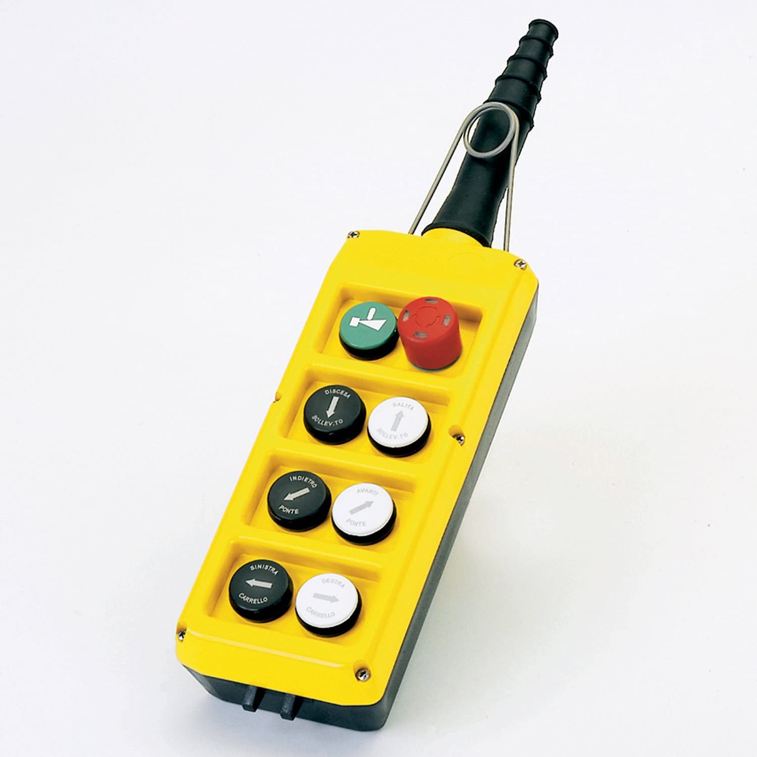 Button Crane Pendant Station, Double Row, 6 & 8 Bidirectional Push Buttons, 1 Alarm Button, 1 Emergency Stop, 1NC/6 & 8No Contacts (8 button hoist pendant)
