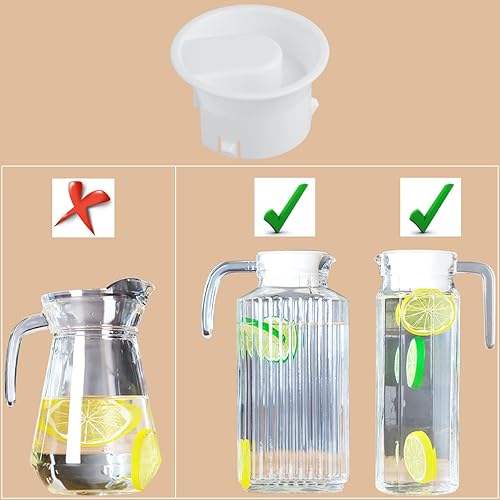 Miniatura 3 de Tapones de repuesto para tapa de jarra de agua de vidrio, 4 piezas, para jarra, bistro, color blanco