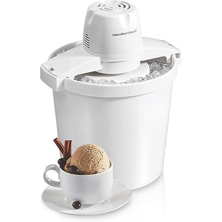 Hamilton Beach Electric Automatic Ice Cream Maker & Frozen Yogurt Machine, Makes Custard, Sorbet, Gelato and Sherbet, 4 Quart, White