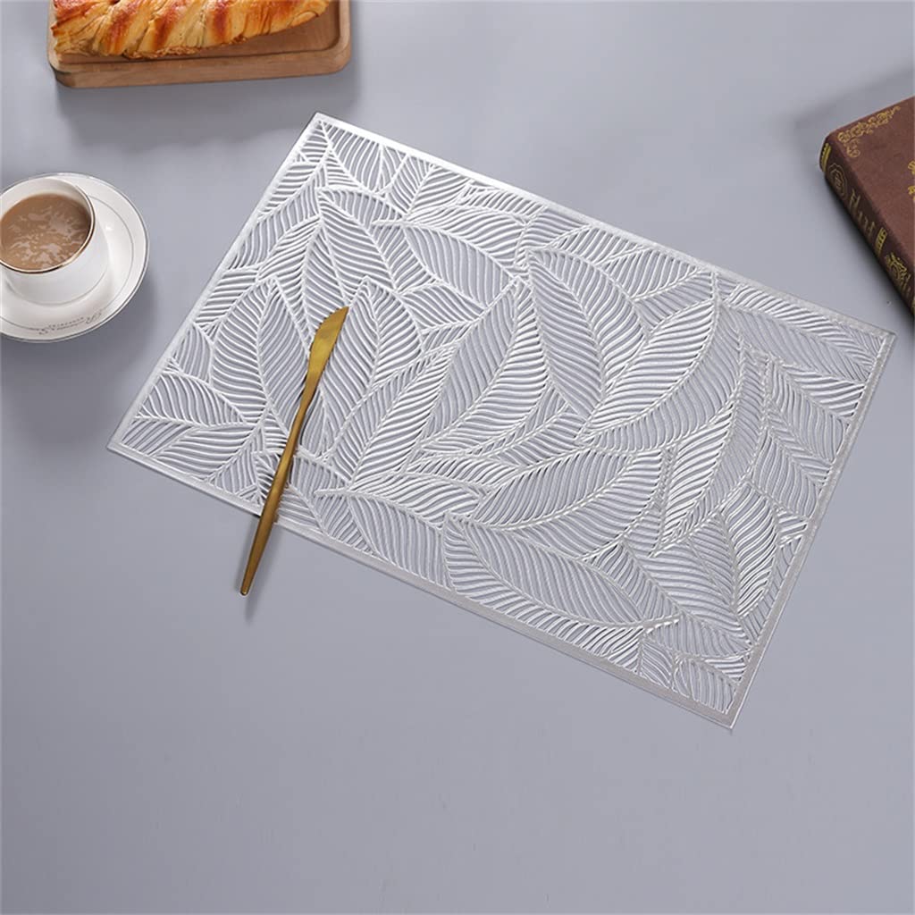 IANSHFKN Rectangular Restaurant Leaves Stamping Insulation Placemats Scandinavian Hollow Western Table Mat