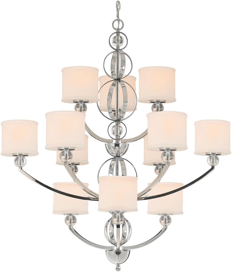 Golden Lighting 1030363CH Chandelier with Etched Opal Glass Shades, Chrome Finish