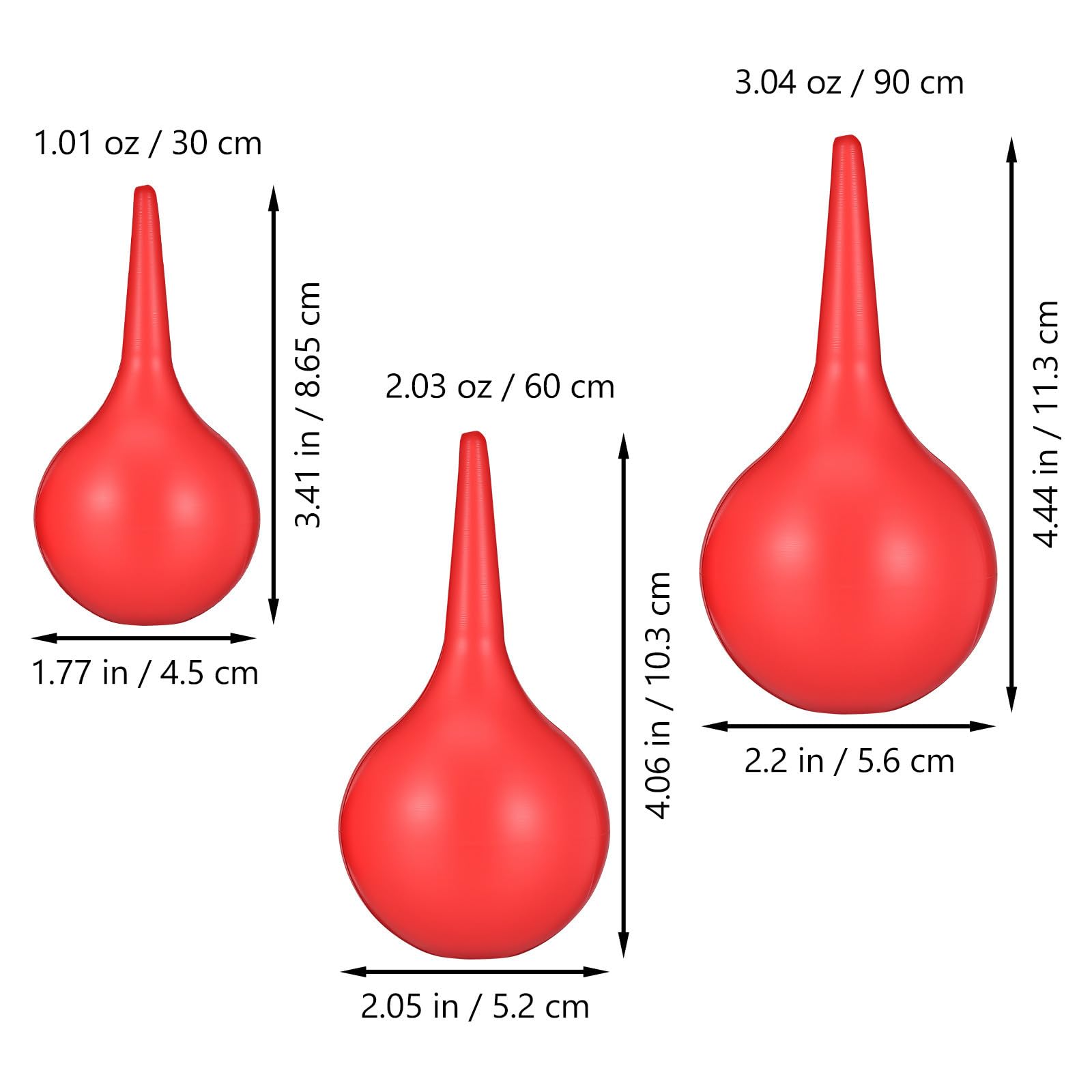Zerodeko 3 Stück Gummi Staubgebläse 30ml 60ml 90ml für Büro und Zuhause